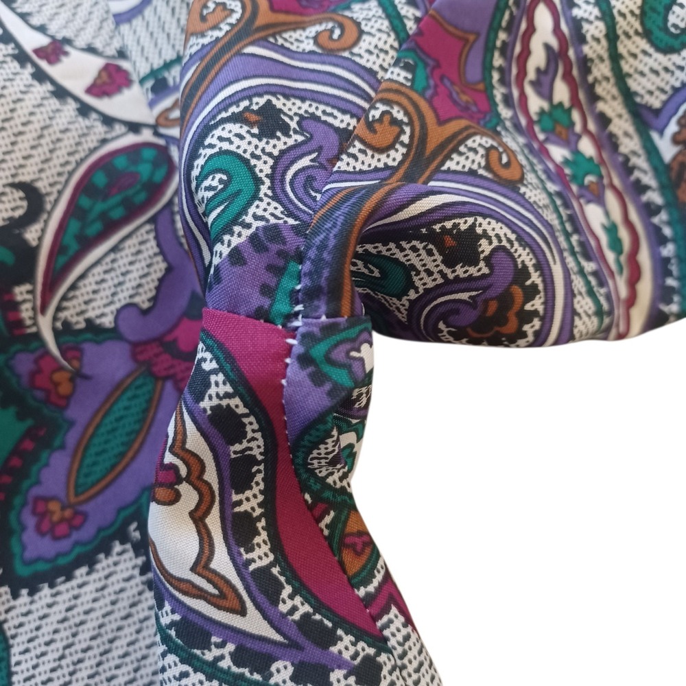 Lucky Winner Vintage Paisley Blouse Elegant Eclectic Funky Retro Print Blouse - Picture 5 of 9